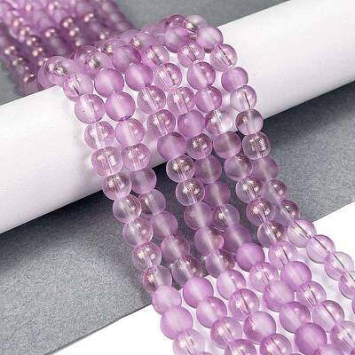 Frosted Transparent Glass Bead Strands