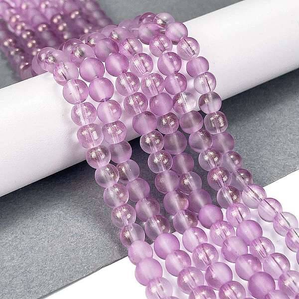 Frosted Transparent Glass Bead Strands