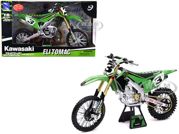 Kawasaki KX 450F Dirt Bike Motorcycle #3 Eli Tomac Green and Black Kawasaki Racing Team 1/6 Diecast Model by New Ray