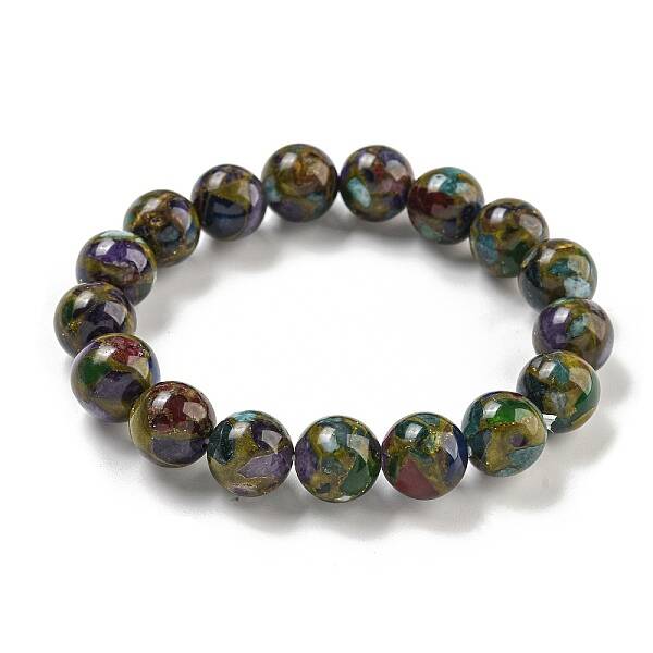 Round Synthetic Gold Clinquant Stone Stretch Bracekets