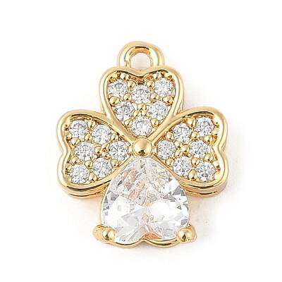 Brass Micro Pave Clear Cubic Zirconia Charms