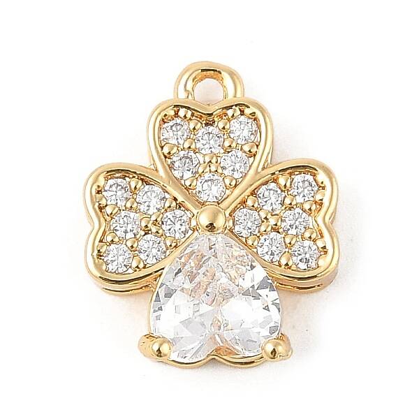 Brass Micro Pave Clear Cubic Zirconia Charms