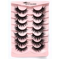 Fluffy False Eyelashes, Wispy 19mm Faux Cluster Lashes, Natural Curling Eye Makeup Strip Lashes for Women & Girls Eye Makeup...