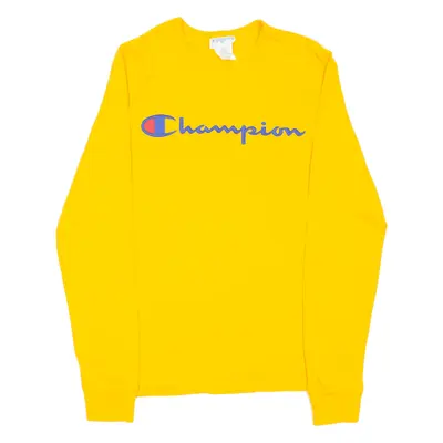 CHAMPION T-Shirt Yellow Long Sleeve Mens XS