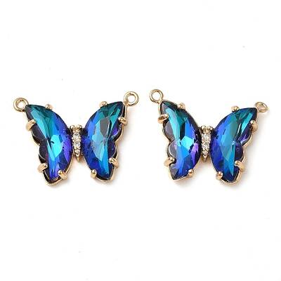 Brass Pave Faceted Glass Connector Charms