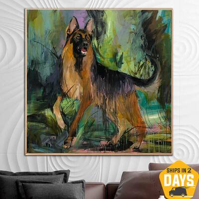 Abstract Colorful Dog Paintings On Canvas German Shepherd Painting Modern Abstract Fine Art Textured Original Art | SHEPHERD ...