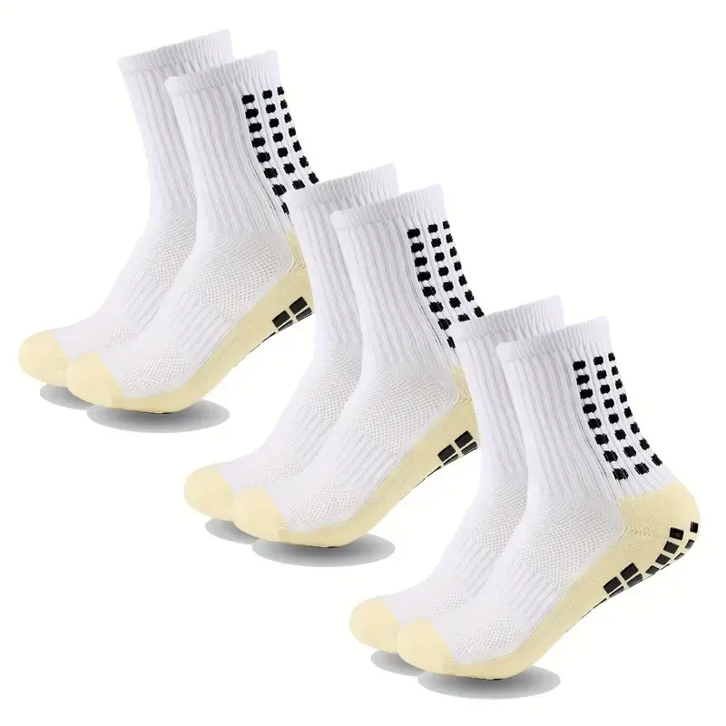 3Pairs Men's Anti-Slip Athletic Socks - Thick, Breathable & Sweat-Wicking for Soccer, Basketball, Running & Outdoor Sports El...
