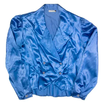 JCS Womens Blouse Blue Collared Long Sleeve M