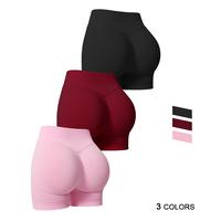 Women's Plain Ruched High Waist Sports Short Leggings, Stretchy Tight Fitted Seamless Skinny Shorts for Gym Yoga Workout Fitn...
