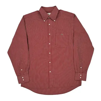 Lacoste Striped Shirt - Large Red Cotton