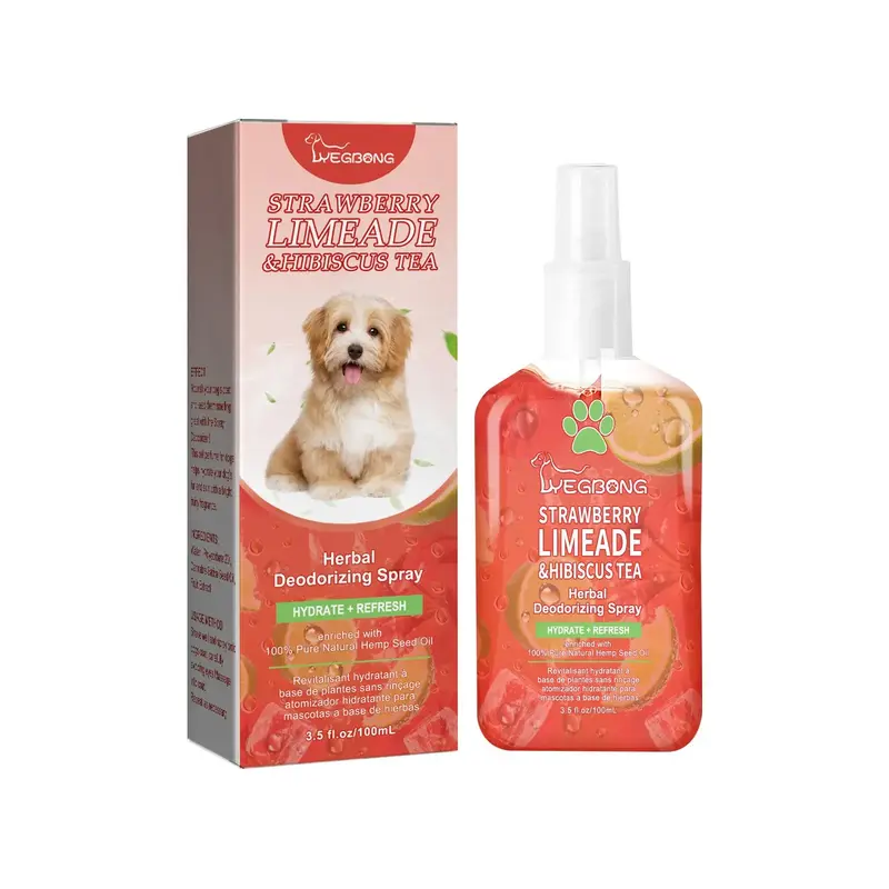 Pet Deodorant Spray, Herbal Deodorizing Spray, Strawberry Flavor Pet Odor Remover, Pet Supplies