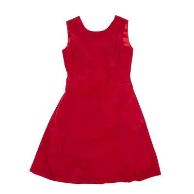 REISS Fit & Flare Dress Red Viscose Sleeveless Knee Length Womens UK 10