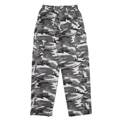 Camo Cargo Mens Trousers Grey Relaxed Straight W26 L28
