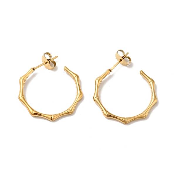 Ion Plating(IP) Bamboo Joint Ring 304 Stainless Steel Stud Earrings