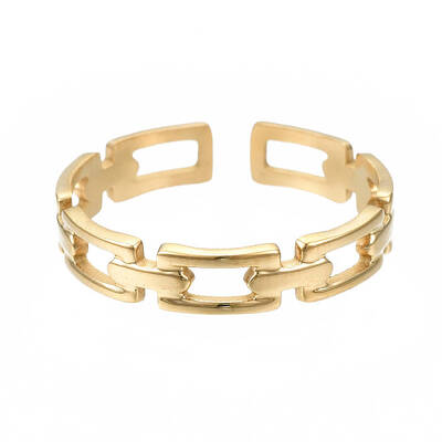 304 Stainless Steel Rectangle Wrap Open Cuff Ring