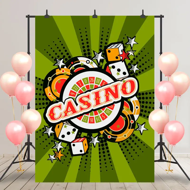 Green Stripe Dice Casino Stars Backdrop For Birthday