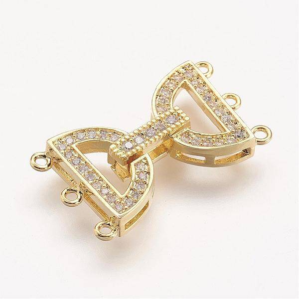 Brass Micro Pave Cubic Zirconia Fold Over Clasps