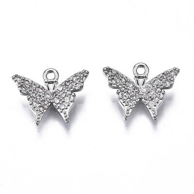 Brass Micro Pave Clear Cubic Zirconia Charms
