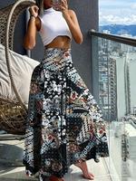 Women's All Over Print Skirt, Fashion Boho Long Skirt for Daily Holiday Vacation Wear, Ladies Bottoms for All Seasons, Skirts...