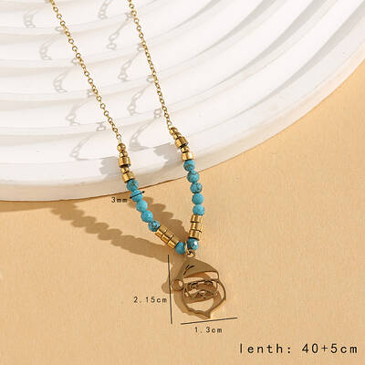 Vintage Christmas Stainless Steel & Synthetic Turquoise Pendant Necklaces for Women