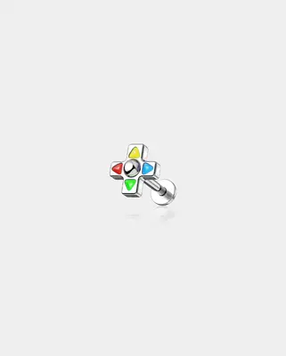 Oufer X Roly Arrow Keys Internally Threaded Cartilage Stud - Silver