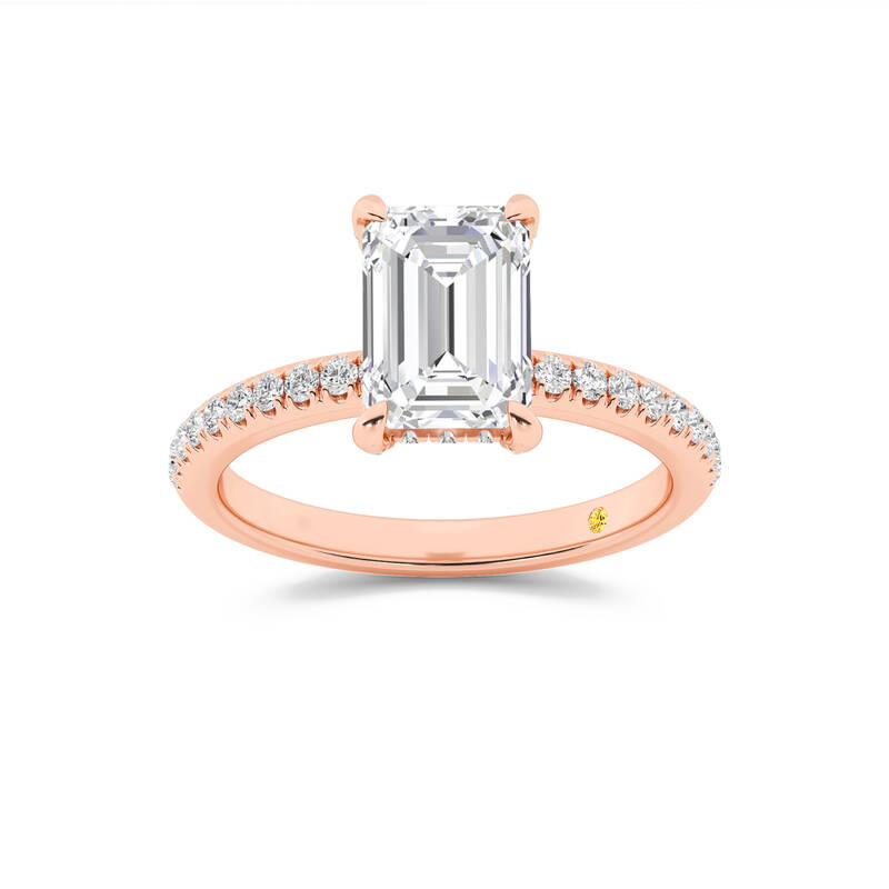 Aurelia Half Coverage Hidden Halo Emerald Cut Lab Grown Diamond Engagement Ring | 14K Rose Gold 2 3/8 CT. TW.