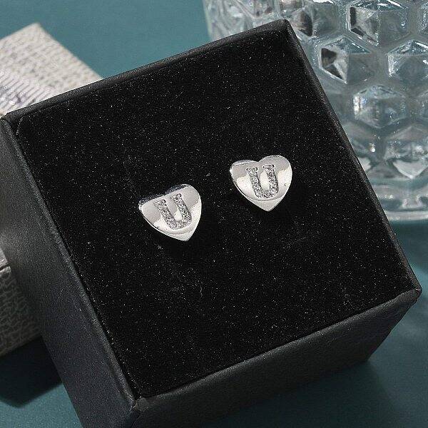 Rack Plating Brass Micro Pave Clear Cubic Zirconia Stud Earrings
