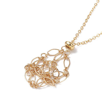 Brass Chains Macrame Pouch Empty Stone Holder for Pendant Necklaces Making