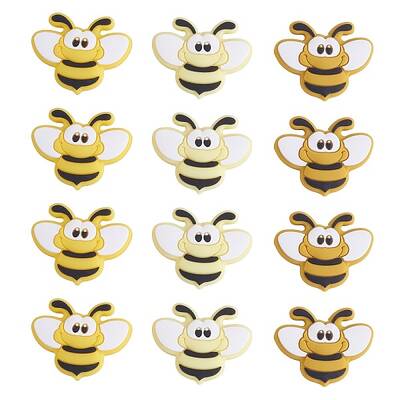 12Pcs 3 Colors Bees Silicone Focal Beads