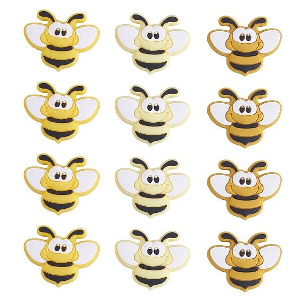 12Pcs 3 Colors Bees Silicone Focal Beads