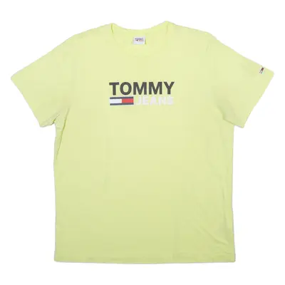 TOMMY JEANS Mens T-Shirt Green Crew Neck L