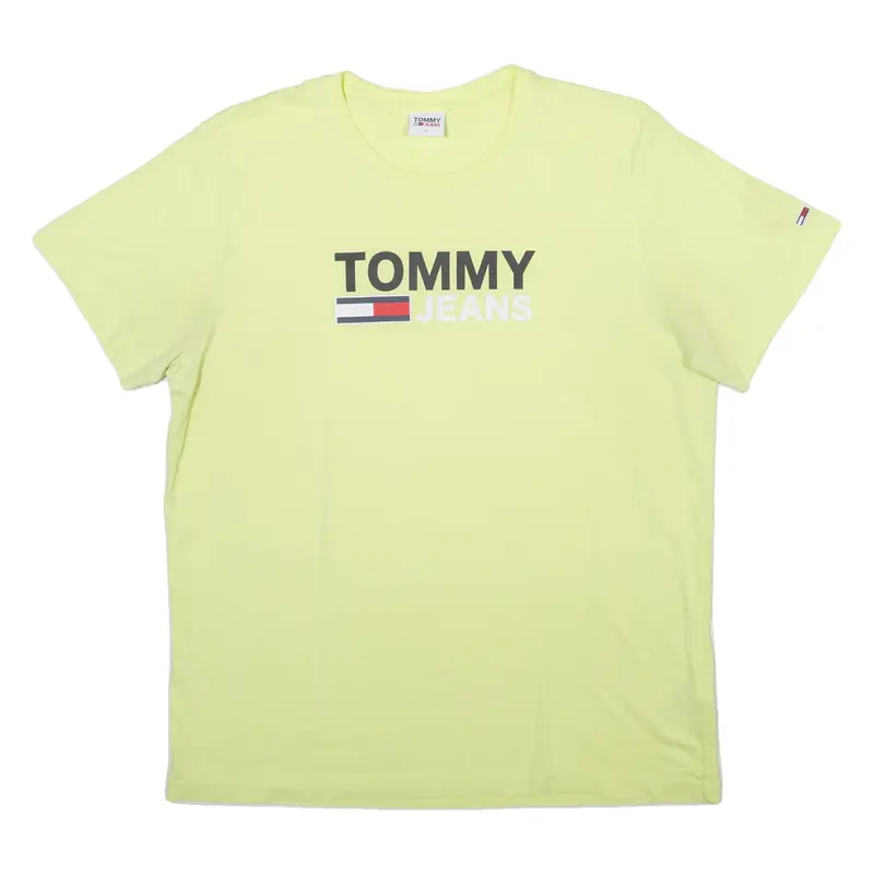 TOMMY JEANS Mens T-Shirt Green Crew Neck L