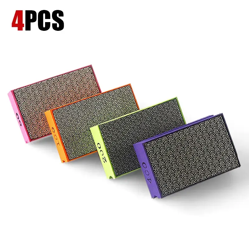 LOZLIN 4PCS Diamond Hand Polishing Pads Foam Sanding Blocks for Edge Detailing on Glass Tile Ceramic Wood & Marble Multi-Surf...