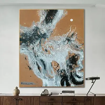 Original Abstract Brown Paintings On Canvas Large Minimalist Art Textured Handmade Painting Black And White Art | INTERPOLATI...