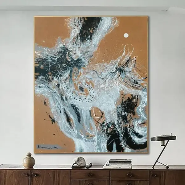 Original Abstract Brown Paintings On Canvas Large Minimalist Art Textured Handmade Painting Black And White Art | INTERPOLATI...