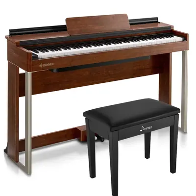 Donner DDP-200 Graded Hammer Action Digital Piano - Piano+Black Bench / Brown