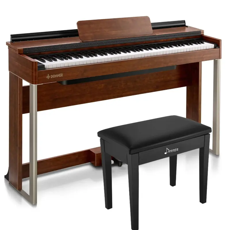 Donner DDP-200 Graded Hammer Action Digital Piano - Piano+Black Bench / Brown