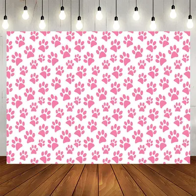Aperturee Pink Dog Paw Cartoon Themed Birthday Backdrop