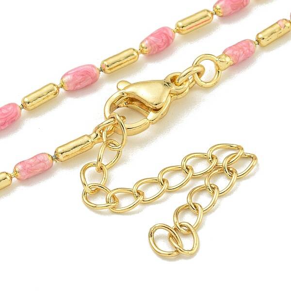 Brass Enamel Column Link Chain Necklaces