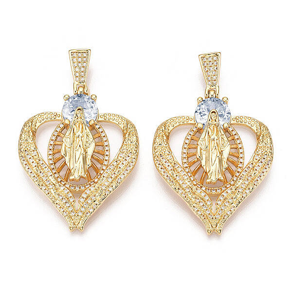 Brass Micro Pave Cubic Zirconia Pendants