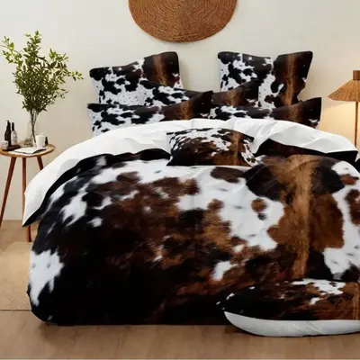 Cow Print Bedding Set, 1 Count Duvet Cover & 1/2 Counts Pillowcase without Filler, Machine Washable Duvet, Soft Comfortable B...