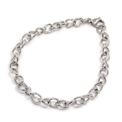 Tarnish Resistant Fashionable 304 Stainless Steel Side Twisted Chain Bracelets
