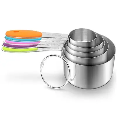 MECHEER Stainless Steel Measuring Cups Set of 5 Liquid Metric Scoops for Baking or Cooking Kitchen Utensils