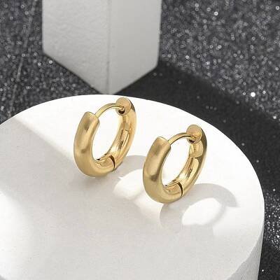 Frosted 304 Stainless Steel Huggie Hoop Earrings for Women