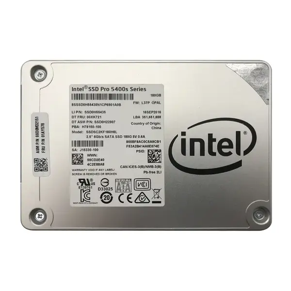 01AY578-02 Lenovo 180GB TLC SATA 6Gb/s (AES-256 / TCG Opal 2.0) 2.5-inch Internal Solid State Drive