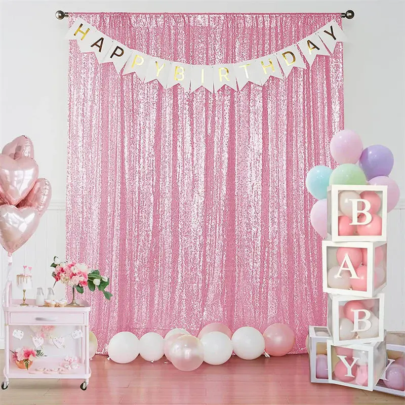 Pink Shimmery Sequin Backdrop Curtain For Photography - Aperturee
