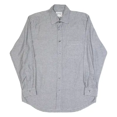 NEWPORT CLUB Mens Shirt Grey Geometric Long Sleeve M