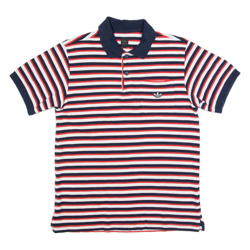 ADIDAS Mens Polo Shirt Red Striped L