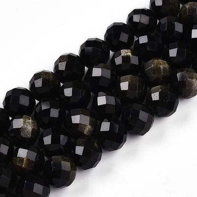 Natural Golden Sheen Obsidian Beads Strands