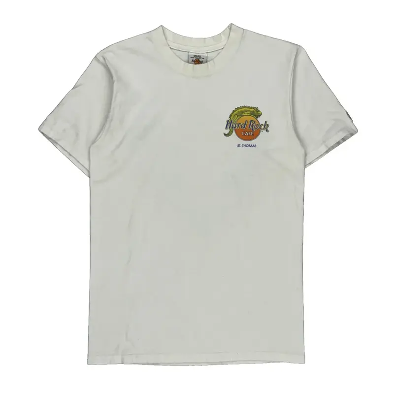 St. Thomas Hard Rock Cafe Graphic T-Shirt - Small White Cotton